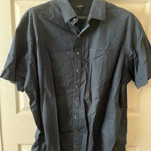 Synrgy XXXLT Stretch Short Sleeve Button Down 98% cotton Blue with pattern DXL